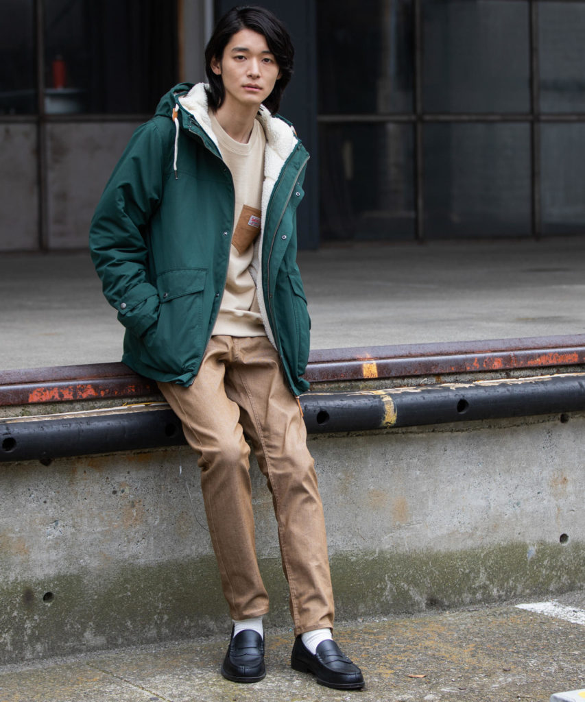coen 3WAYボアマウンテンパーカーコーデ